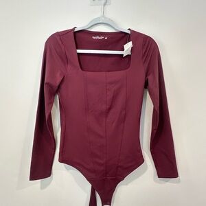 NWT Abercrombie & Fitch A&F Long-Sleeve Seamless Corset Bodysuit  Medium 2118